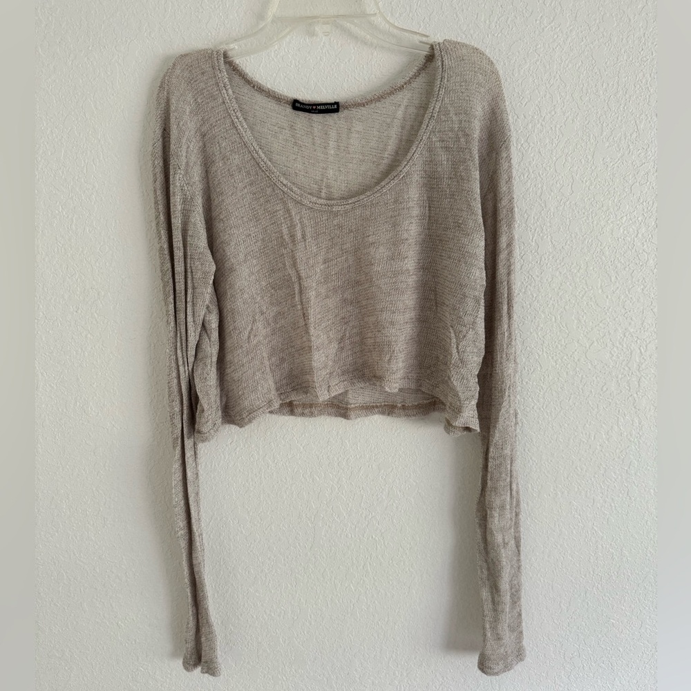 Brandy Melville tan/ cream long sleeve top